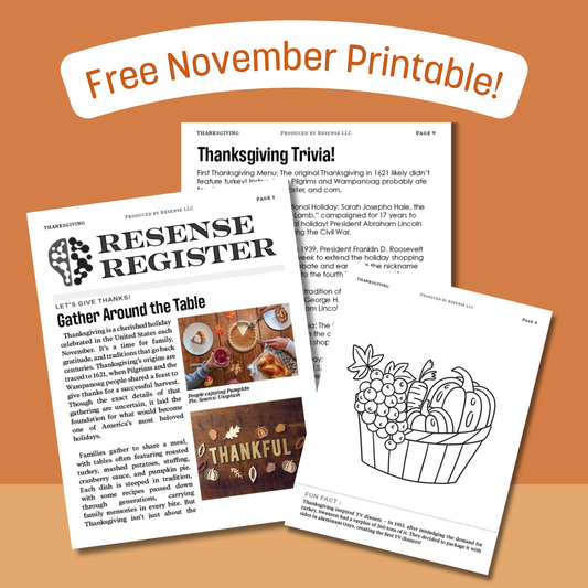 Thanksgiving Dementia Friendly Printable Activities