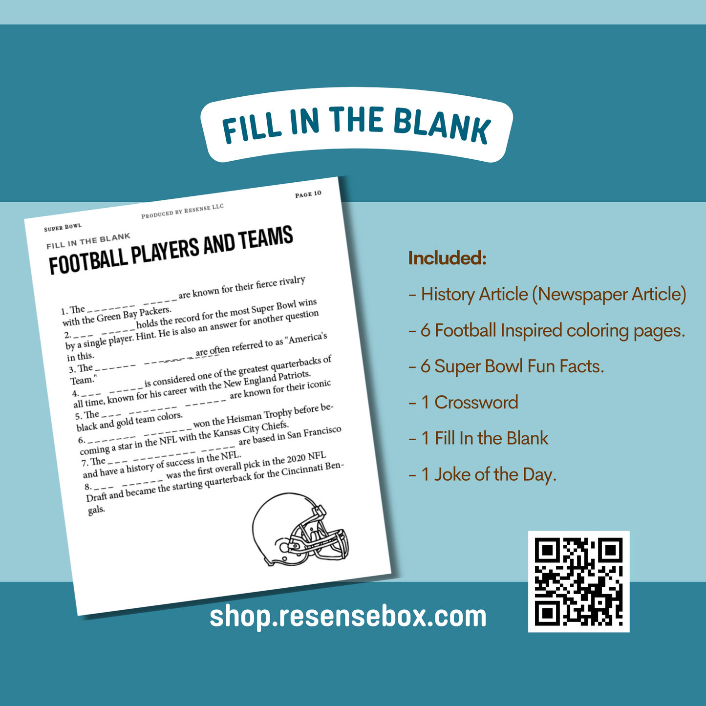 Super Bowl Dementia Friendly Printable (PDF DOWLOAD)